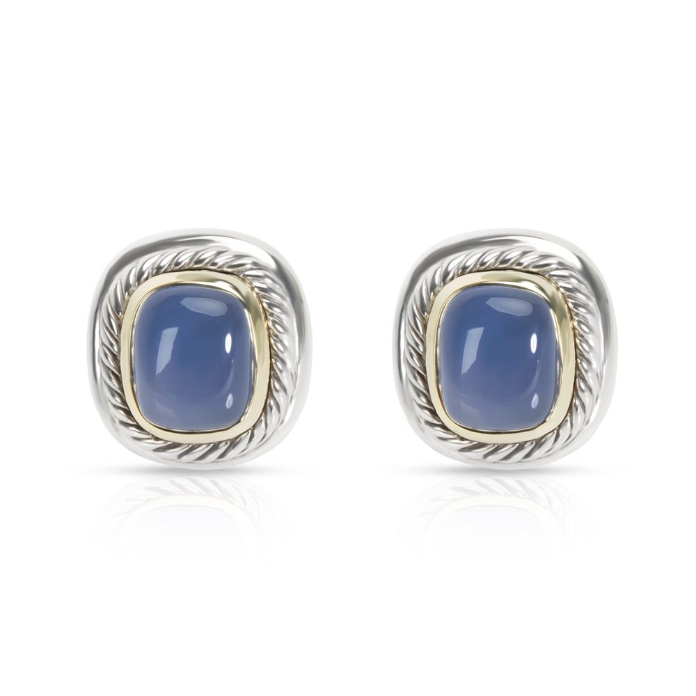 David Yurman Chalcedony Earrings in Sterling SIlver & Gold